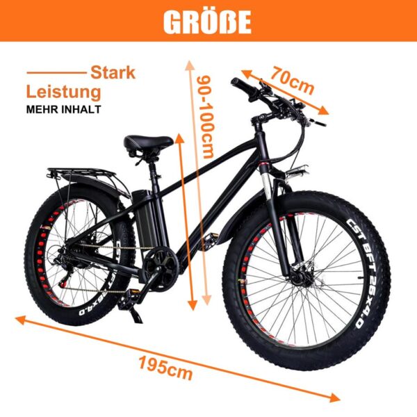 26 Zoll  E-Bike Fatbike 750 W, 45 km/h – 80 km Reichweite – Bild 3