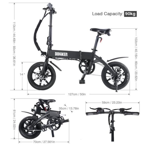DOHIKER 14 Zoll Elektrisches Fahrrad – Faltrad E-Bike 250W – Bild 7